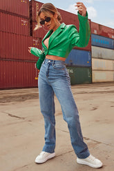 90's Babe Straight Leg Jeans  - Medium Blue Wash